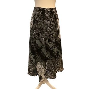 Vamp Paisley/ Floral Print Asymmetrical Hem Midi Skirt Size S